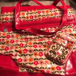 Vera Bradley tote with matching card slot wallet